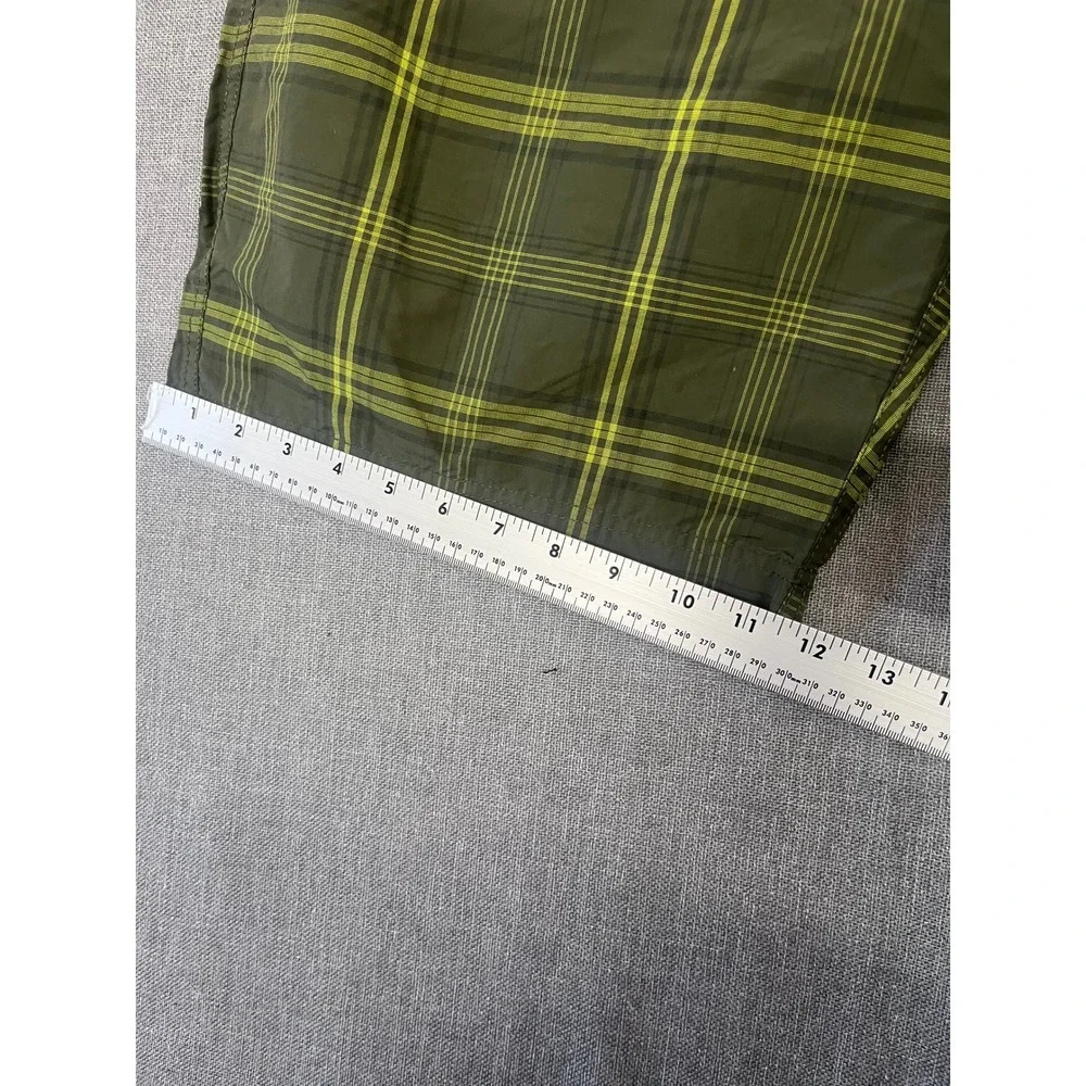 Prana Mens Board Shorts 36 Green Yellow Plaid Swim Trunks UPF 50+ RN 124977